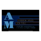 Retromodern monogram en bewerkbare vormen en kleur magnetisch visitekaartje (Voorkant)