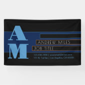 Retromodern monogram en bewerkbare vormen en kleur spandoek (Horizontaal)