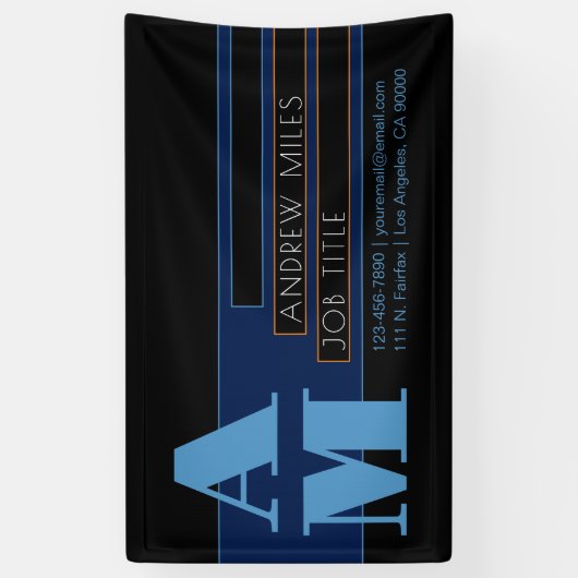 Retromodern monogram en bewerkbare vormen en kleur spandoek (Verticaal)