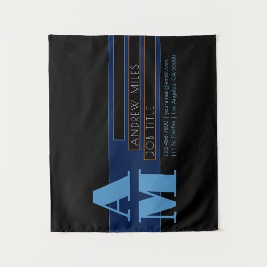 Retromodern monogram en bewerkbare vormen en kleur wandkleed (Voorkant)