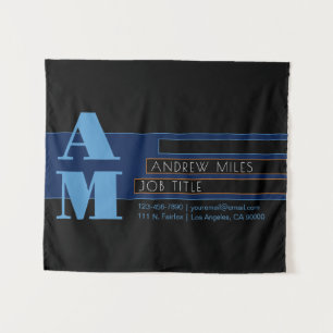 Retromodern monogram en bewerkbare vormen en kleur wandkleed