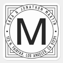 Retromoderne achternaam Initiaal & retouradres