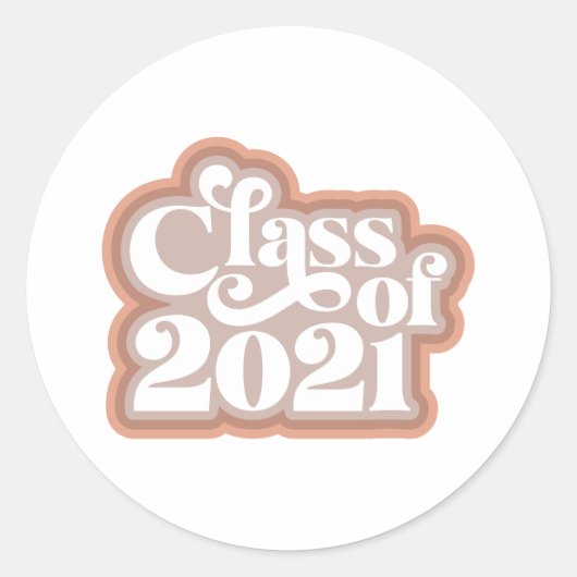 Retromoderne klasse 2021 ronde sticker (Voorkant)