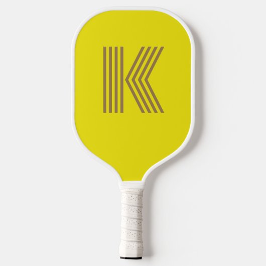 Retromonogram geel pickleball paddle (Achterkant)