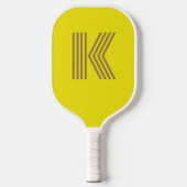 Retromonogram geel pickleball paddle (Voorkant)