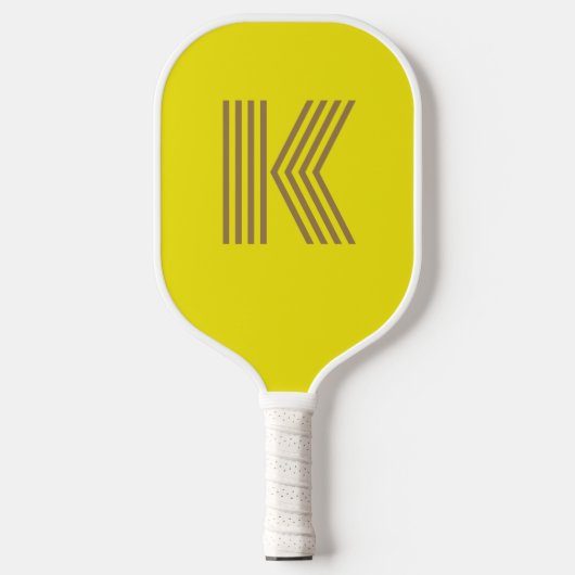 Retromonogram geel pickleball paddle (Voorkant)