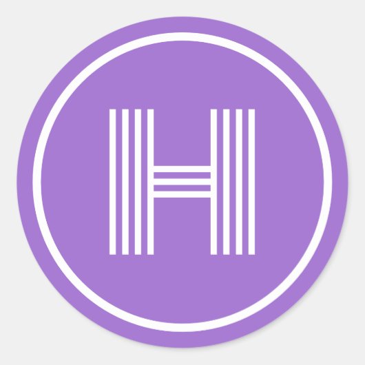 Retromonogram Initiaal Amethist Paars Ronde Sticker (Voorkant)