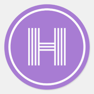 Retromonogram Initiaal Amethist Paars Ronde Sticker