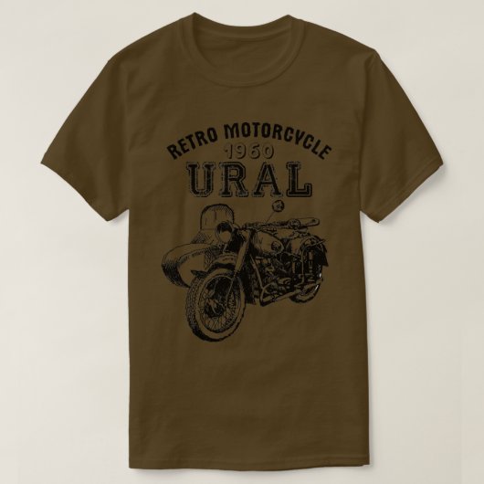 Retromotorfiele  Sidecar-motorfiets T-shirt (Design voorkant)