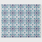 Retromuster Blaue Kachel Cadeaupapier (Vlak)