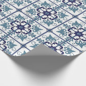 Retromuster Blaue Kachel Cadeaupapier (Hoek)