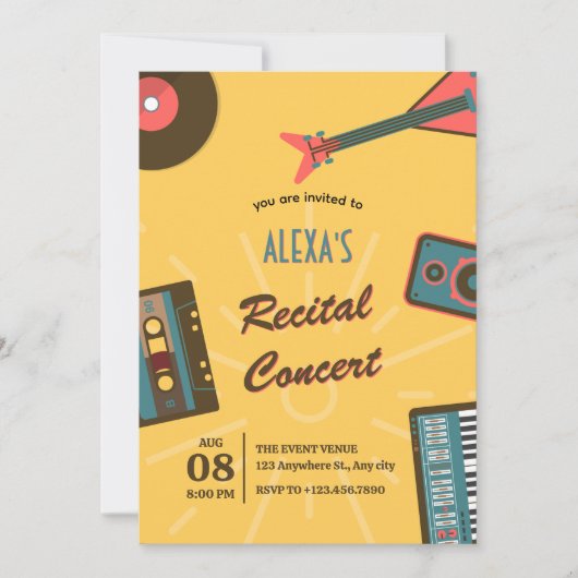 Retromuziek recital kaart (Voorkant)