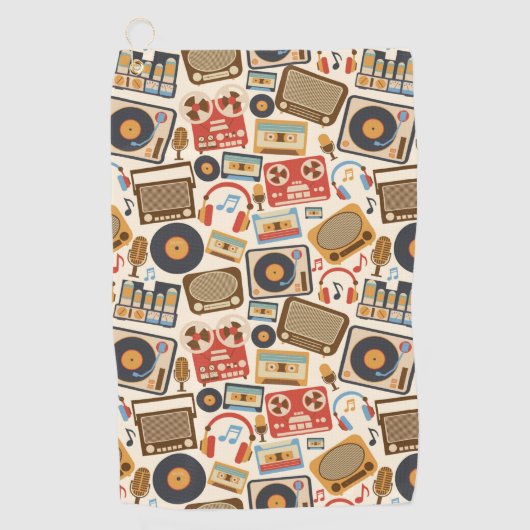 Retromuziekelementen Golfhanddoek (Voorkant)