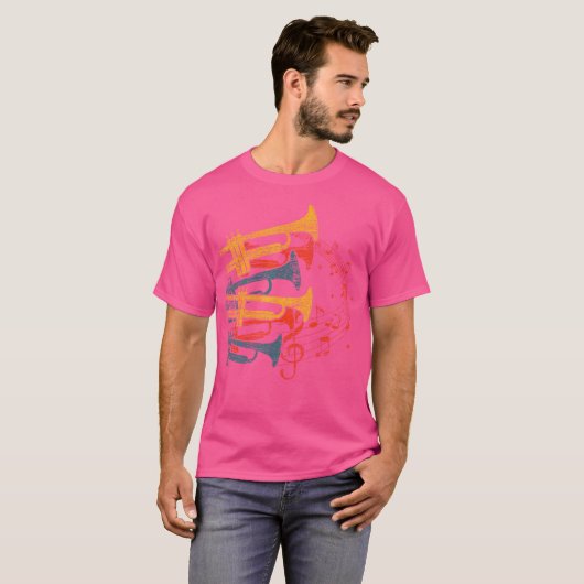 Retromuzikant Marching Band Trompettist Trompe T-shirt (Voorkant volledig)