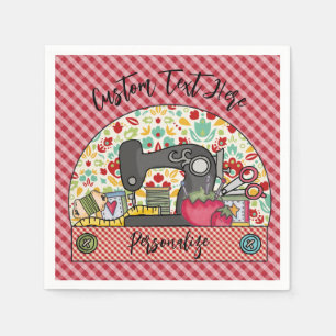 Retronaaimachine Gingham Seamstress Tailor Servet