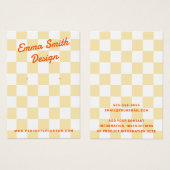 Retronaam bleke geel witte checkers oorbel kaart (Voorkant /achterkant)