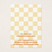 Retronaam bleke geel witte checkers oorbel kaart (Achterkant)