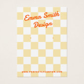 Retronaam bleke geel witte checkers oorbel kaart (Voorkant)