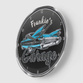 RetroNAAM Blue Caddy  Classic Car Garage Grote Klok (Hoek)