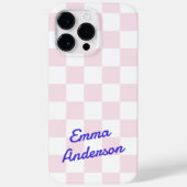 Retronaam lichtroze wit dambordpatroon Case-Mate iPhone case (Achterkant)