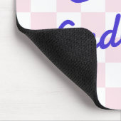 Retronaam lichtroze wit dambordpatroon muismat (Hoek)