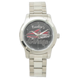 RetroNAAM Red Caddy Classic Car Garage La Horloge