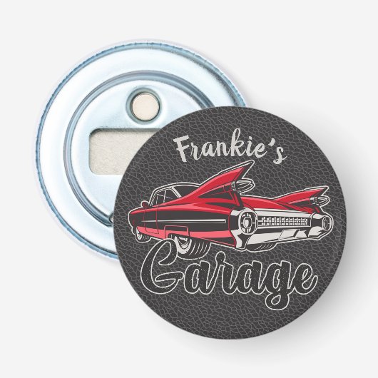 RetroNAAM Red Caddy  klassieke caradie Button Flesopener (Voorkant)