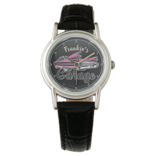 RetroNAAM Roze Caddy  Klassieke autoveroudering Horloge