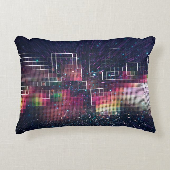 Retroneonlichten en een naadloos geometrisch patro accent kussen (Voorkant)