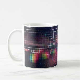 Retroneonlichten en een naadloos geometrisch patro koffiemok