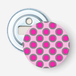 Retroomcirkelvormige stippen, fuchsie, grijs en ro button flesopener