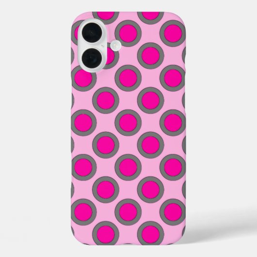 Retroomcirkelvormige stippen, fuchsie, grijs en ro Case-Mate iPhone case (Achterkant)