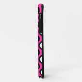 Retroomcirkelvormige stippen, fuchsie, zwart-wit Case-Mate iPhone case (Achterkant/links)