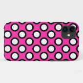Retroomcirkelvormige stippen, fuchsie, zwart-wit Case-Mate iPhone case (Achterkant (horizontaal))