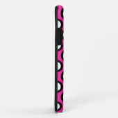 Retroomcirkelvormige stippen, fuchsie, zwart-wit Case-Mate iPhone case (Achterkant/rechts)