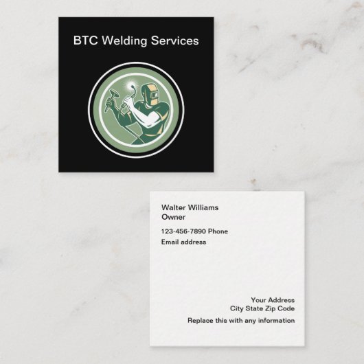 Retroontwerp laserservices vierkante visitekaartje (Voorkant / Achterkant)