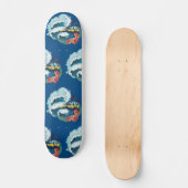 Retroontwerp van strand, palmbomen en oceaangolven persoonlijk skateboard (Voorkant)