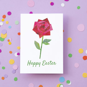 Retrop Spring Roos Floral Traditional Easter Feestdagen Kaart