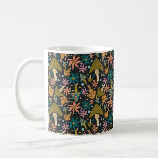 Retropaddenstoel Floral Black Pattern Koffiemok (Links)