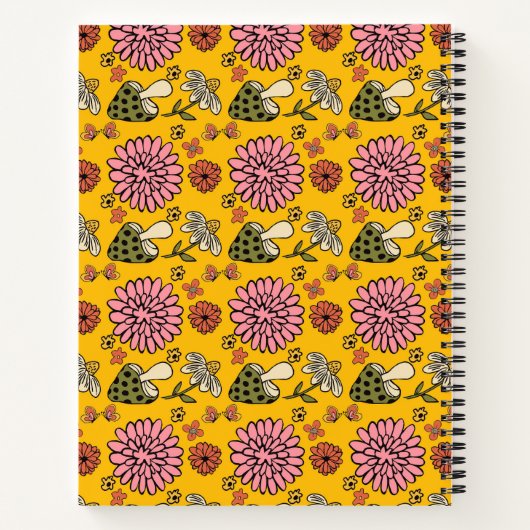 Retropaddenstoel Floral gepersonaliseerd Notitiebo Notitieboek (Achterkant)