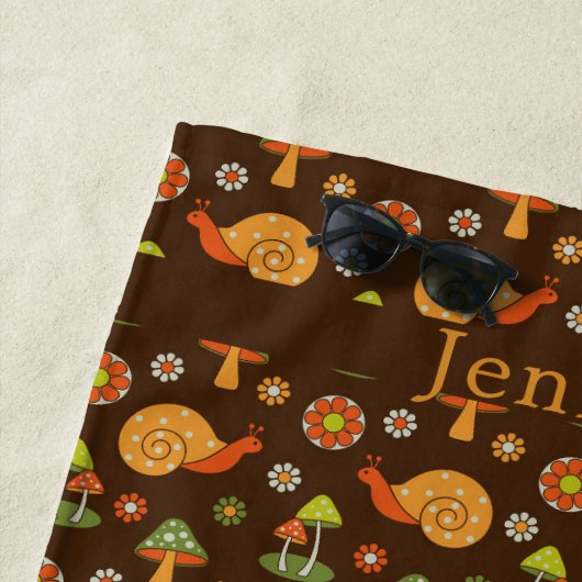 Retropaddenstoelen en slakken Katoen op maat Strandlaken (In situ)