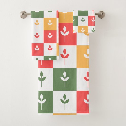 Retropallet Modern  patroon 50 seconden groen Bad Handdoek (Insitu)