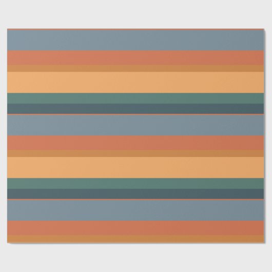 Retropapier voor oranje en blauwe strepen cadeaupapier (Vlak)