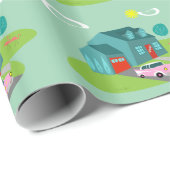 Retropapier voor voorstadsverdringing cadeaupapier (Rol Hoek)