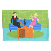 Retroparen met kat Pillowcase Kussensloop (Voorkant)