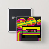 Retropartij 80 jaar vierkante button 5,1 cm (Voorkant /achterkant)