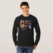 Retropartij in de VS warme hond vierde van juli T-shirt (Voorkant volledig)