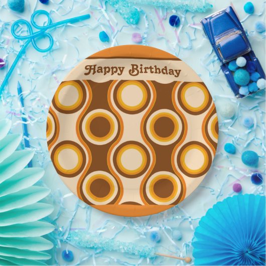 Retropartij van 70 s papieren bordje (Feest)