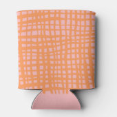 Retropastel oranje en roze rasterpatroon blikjeskoeler (Achterkant)