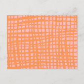 Retropastel oranje en roze rasterpatroon feestdagenkaart (Voorkant)